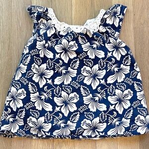 Baby Gap Navy and White Hawaiian Print Dress 6-12 Mos